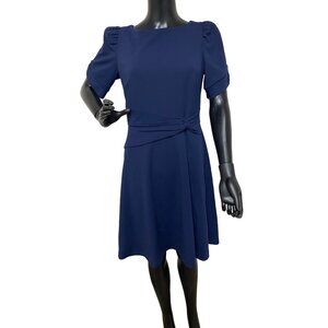 DKNY Women’s Pintuck Knee Length Fit & Flare Dress Navy Size 8 NIB